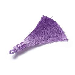 Medium Purple Polyester Tassel Pendants, Medium Purple, 78~82x8mm, Hole: 2~4mm