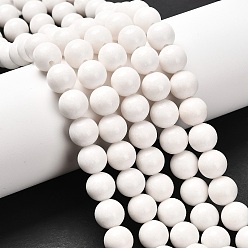 Белый Нефрит Натуральный белый нефрит круглый шарик нити, 10 мм, отверстие : 1 мм, около 38 шт / нитка, 15.4 дюйм