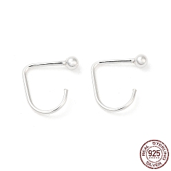Silver 925 Sterling Silver Earring Hooks, Ear Wire, Silver, 20 Gauge, 11.5x10.5x2.5mm, Pin: 0.8mm