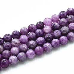 Темная Орхидея Природного кварца нитей бисера, окрашенные, круглые, имитация лепидолита/фиолетовой слюды, темные орхидеи, 6~6.5 мм, отверстие : 0.9~1 мм, около 60~63 шт / нитка, 14.96~15.35 дюйм (38~39 см)