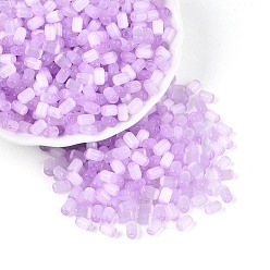 Лиловый Стеклянный бисер в стиле волочильного станка, имитации кошачьего глаза , колонка, сирень, 6~7x3.5~4 мм, отверстие : 1.2~1.6 мм, Около 3210 шт / фунт