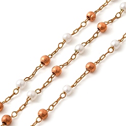 Настоящее золото 18K 304 круглозвенные цепи из нержавеющей стали, несварные, с абс пластмассовыми шариками, с катушкой, реальный 18 k позолоченный, 2.5x1x0.1 мм, 10 м / рулон