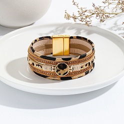 Перу Кожаные многожильных браслеты, с магнитной застежкой, Перу, 7-5/8 дюйм (19.5 см)