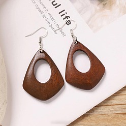 Teardrop Серьги-подвески из сплава дерева, платина, слеза, 49x35 мм