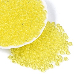 Желтый Fgb прозрачный стеклянный бисер, круглые, круглое отверстие, желтые, 4~4.5 мм, отверстие : 1~1.2 мм, Около 4500 шт / фунт