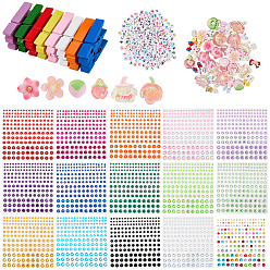 (52) Непрозрачная лаванда Наборы для самостоятельного изготовления деревянных зажимов, включая окрашенные деревянные прищепки и зажимы, Акриловые бусины, Кабошоны из смолы, плоская круглая акриловая наклейка со стразами, разноцветные, 35x7x10 мм