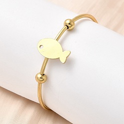 Fish 201 из нержавеющей стали манжеты браслеты, браслеты с крутящим моментом для женщин, рыба, 0.2 см, внутренний диаметр: 2x1-7/8 дюйм (5.2x4.7 см), рыбы: 18x10 mm