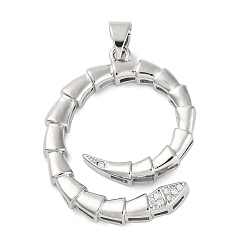 Платина Стойка металлическая латунная микропрофилированная кубическая циркония подвески, без кадмия и без свинца, змея, платина, 29x24x3.5 мм, отверстие : 5x3.5 мм