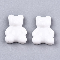Кремово-белый Непрозрачные кабошоны из смолы, медведь, кремово-белые, 20x15x6~7 мм