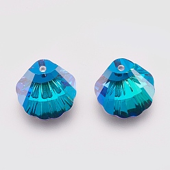 Бермудские Голубой K 9 подвески из стеклянного горного хрусталя, имитация австрийский хрусталь, граненые, оболочка, Бермуды синий, 28x28x11 мм, отверстие : 1.6 мм