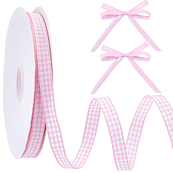 Pink 50 ярдов полиэстеровой ленты с узором «тартан», для свадебных приглашений, букеты, Подарочная упаковка, розовые, 3/8 дюйм (10 мм), около 50.00 ярдов (45.72 м) / рулон