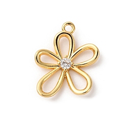 Золотой Кулон из циркония, без кадмия, без никеля и без свинца, полые цветок, золотые, 16.5x14.5x2.5 мм, отверстие : 1.4 мм