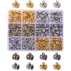 Mixed Color Tibetan Style Alloy Tube Bails, Loop Bails, Bail Beads, Column, Lead Free & Cadmium Free, Mixed Color, 9x7x7mm, Hole: 1.4mm