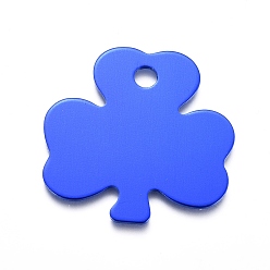 Blau Irische Aluminiumanhänger, leere tag stempeln, Klee, Blau, 32.5x32.5x1 mm, Bohrung: 4 mm