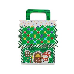 Зеленый Рождественские бумажные подарочные коробки для конфет в форме домика, коробки для конфет с ручкой, коробки шоколадные рождественские подарки для гостей, зелёные, 8x6x10.5 см