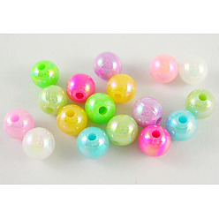 Mixed Color Eco-Friendly Poly Styrene Acrylic Beads, AB Color Plated, Round, Mixed Color, 5mm, Hole: 1mm, about 7500pcs/500g