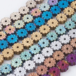 (52) Непрозрачная лаванда Pvd вакуумное покрытие гальванопокрытие немагнитные синтетические гематитовые бусины нити, матовые, класс А, снежинка, разноцветные, 6x2.5~3 мм, отверстие : 1 мм, около 66 шт / нитка, 15.7 дюйм (40 см)