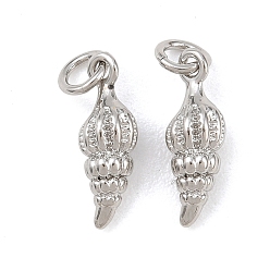 Shell Shape Латунь прелести, с целью перехода в кольце, морская тема, платина, формы раковины, 15.5x5 мм, отверстие : 3.5 мм