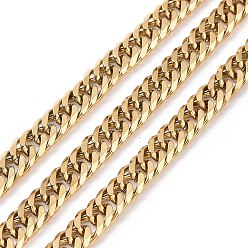 Brushed Red Copper 304 Stainless Steel Cuban Link Chains,  Unwelded, Brushed Red Copper, 8x6x2mm