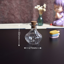 Прозрачный Миниатюрные стеклянные бутылки, с пробками, желающие бутылки, для аксессуаров для кукольного домика, притворяясь опорными украшениями, слеза, прозрачные, 27x30 мм
