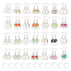 Нержавеющая Сталь Цвет Наборы для самостоятельного изготовления подвесных сережек из нержавеющей стали в форме купола, цвет нержавеющей стали, 34 мм, внутренний диаметр: 11.7~12 мм