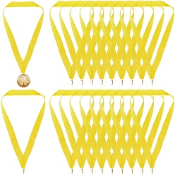 Желтый 20 шт. полиэстеровые ремни для медалей, ленты на шею, шнурки для медалей, с железными застежками, желтые, 400x25 мм