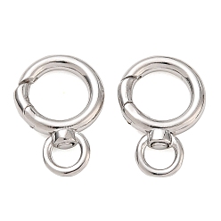 Platinum Rack Plating Brass Spring O Ring Clasps with Swivel Ring, Cadmium Free & Lead Free,  Long-Lasting Plated, Platinum, 21x14x3mm, Hole: 5mm