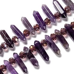 Amethyst Natural Amethyst Beads Strands, Bullet, 25~29x5~7x5~7mm, Hole: 1.5mm, about 30pcs/strand, 15.04 inch(38.2cm)