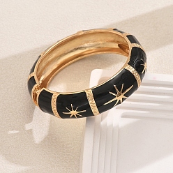 Черный Винтажные европейские и американские браслеты из цинкового сплава на петлях для женщин, с эмалью, чёрные, внутренний диаметр: 2-3/8 дюйм (6 см)