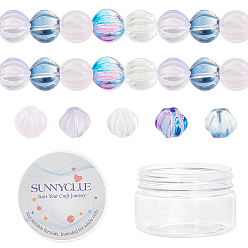 Mixed Color Transparent Glass Beads, with Glitter Powder, Pumpkin, Mixed Color, 8.5x8mm, Hole: 1.2mm, 5 colors, 20pcs/color, 100pcs/box