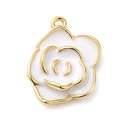 Echt 18 k vergoldet Messing Emaille-Anhänger, Blumencharme, echt 18 k vergoldet, 19x14x4.7 mm, Bohrung: 1.4 mm