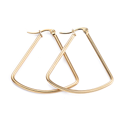Golden 201 Edelstahl Creolen Ohrstecker , mit 304 Edelstahlstifte, Kreissektor Fächer, golden, 38.5x38.5x2 mm, 12 Messgerät, Stift: 1x0.7 mm