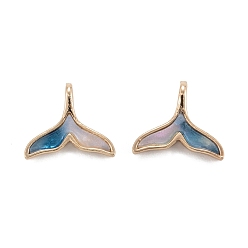 Light Sea Green Resin Pendants, with Golden Brass Findings, Two Tone, Fishtail, Light Sea Green, 11.5x14x4mm, Hole: 2x2.5mm