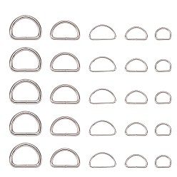Platinum Iron D Rings, Buckle Clasps, For Webbing, Strapping Bags, Garment Accessories, Platinum, 17.5x13x2mm, 40pcs, 23x15x2mm, 40pcs, 29x17x2mm, 20pcs, 20.5x30.5x2.7mm, 20pcs, 33x28x4mm, 20pcs