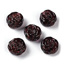 Черный Бусины в технике лэмпворк с золотым песком ручной работы, роза, чёрные, 15~16x16.5~17x7.5~8 мм, отверстие : 1.6 мм, около 30 шт / нитка, 18.11'' (46 см)