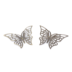 Antique Bronze Iron Pendants, Etched Metal Embellishments, Butterfly, Antique Bronze, 45x61x1.5mm