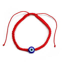 Красный Браслеты из плетеных бусин от сглаза, плетеные браслеты из полиэфирного шнура для мужчин и женщин, красные