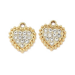 Золотой Подвески из сплава , сердце прелести, uv покрытие, со стразами, золотые, 15.5x13.5x2.3 мм, отверстие : 1.6 мм