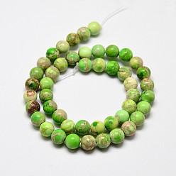 Lime Natural Imperial Jasper Beads Strands, Round, Dyed, Lime, 4mm, Hole: 1mm, about 90pcs/strand, 15.2 inch