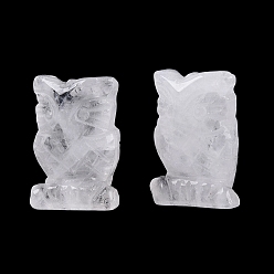 Cristal de cuarzo Figura de búho de cristal de cuarzo natural, Piedra energética de Feng Shui como regalo para la decoración del escritorio de la oficina en casa, 26~28x18~20x11.5~13 mm