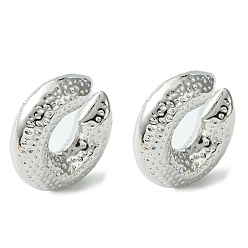 Real Platinum Plated Brass Cuff Earrings for Women, Real Platinum Plated, 29.5x10mm