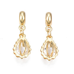 Золотой Европейские подвески из сплава с покрытием для стойки, со стразами из смолы, бусины с большим отверстием, без кадмия и без свинца, слеза, золотые, 31 мм, отверстие : 4.5 мм, слеза: 18x10.5x7 мм