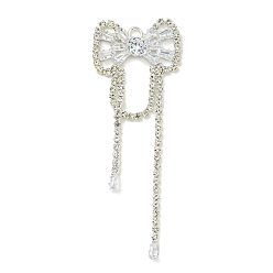 Серебро Подвески латунные горный хрусталь, без кадмия и без свинца, бантом, серебряные, 76x28x5 мм, отверстие : 3.5 мм