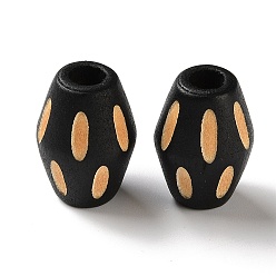 Black Schima Wood Carved European Beads, Rhombus, Large Hole Beads, Black, 17x12.5mm, Hole: 4.5mm