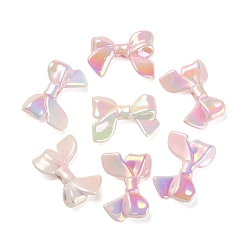 Pink UV Plating Rainbow Iridescent Acrylic Beads, Bowknot, Pink, 24x33x7mm, Hole: 3.5mm