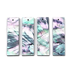 Rectangle 2шт. подвески из натуральной черной ракушки для губ, прямоугольные, 38x11x2.5 мм, отверстие : 1 мм