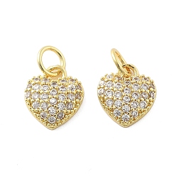 Настоящее золото 18K Латунные микро проложить кубического циркония подвески, сердце прелести, без свинца и без кадмия, долговечный, стойки покрытие, с целью перехода в кольце, реальный 18 k позолоченный, 10.5x9x3 мм, отверстие : 3.5 мм