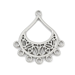 Нержавеющая Сталь Цвет 304 нержавеющей стали ссылки люстра компонент, слеза, цвет нержавеющей стали, 35x31x2.5 мм, отверстия : 2 mm и 2.5 мм