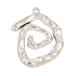 Antique Silver Tibetan Style Alloy Big Pendants, Spiral Charms, Antique Silver, 67x54x5mm, Hole: 4mm