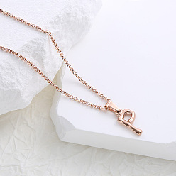 Letter P Ожерелья с подвесками из нержавеющей стали с буквами для женщин и мужчин, розовое золото , Письмо P